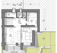 Grundriss des Kellers eines Einfamilienhauses mit Raumaufteilung und Sauna in der Révová-Straße.