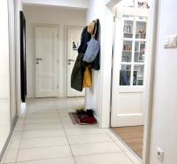 Flur in einer 2-Zimmer-Wohnung mit Einbauschrank und Fliesen.