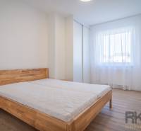 Helles Schlafzimmer mit Holzbett und Fenster in einer 2-Zimmer-Wohnung.