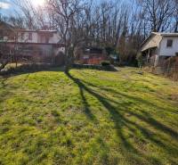 Ein sonniges Grundstück in Šemša bei der Hütte mit einer Rasenfläche und einem Baum.