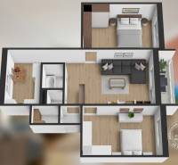 3-Zimmer-Wohnung mit Holzboden, geräumiges Wohnzimmer, zwei Schlafzimmer.