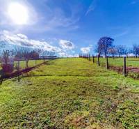 Sonniges Grundstück in Lieskovec für ein Einfamilienhaus mit Umzäunung und Bäumen auf einer ebenen Fläche.