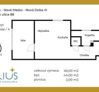 Grundriss einer 2-Zimmer-Wohnung in der Vajnorská Straße 88, Bratislava - Nové Mesto, Nová Doba III.