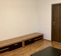 Wohnzimmer mit Holzboden in einer 3-Zimmer-Wohnung, helle Wände, Holzmöbel.