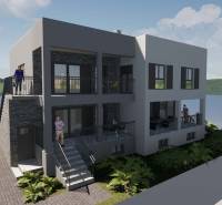 Ferienwohnung auf Čiovo mit Blick auf das Wasser und Grün im Hintergrund.