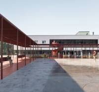 In Trnava, on Golianova Street, there is a square with a slide and fountains.
