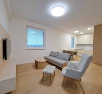 Wohnzimmer in einer 2-Zimmer-Wohnung mit Holzboden und bequemen Sitzgelegenheiten.