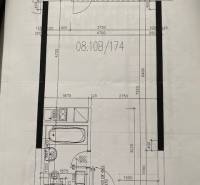 Grundriss einer Einzimmerwohnung mit Kochnische, Badezimmer und Eingangsdiele.