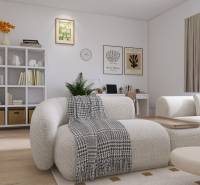 Helles Wohnzimmer in einer 3-Zimmer-Wohnung mit bequemen Möbeln und Bücherregalen voller Bücher.