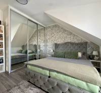 Innenraum einer 2-Zimmer-Wohnung mit Holzboden, schräger Decke und Spiegelschrank.