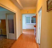 Der Flur in einem Einfamilienhaus mit einem Holzboden und einem Bild an der Wand.