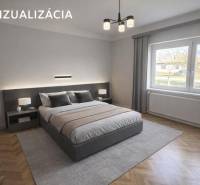 Schlafzimmer im Einfamilienhaus mit Teppichdekor und Bett, großes Fenster mit Aussicht.