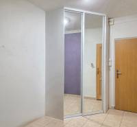 Eingangsbereich in einer 2-Zimmer-Wohnung mit Fliesenboden und einem Spiegel am Schrank.