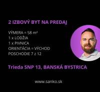 Angebot einer 2-Zimmer-Wohnung zum Verkauf auf der Straße SNP, Banská Bystrica, 58 m², Loggia.