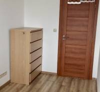 Ein Zimmer in einer 2-Zimmer-Wohnung mit einer Kommode und einem Boden in Holzoptik.