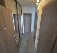 Flur in einer 2-Zimmer-Wohnung mit Fliesenboden und einem Einbauschrank mit Spiegeltüren.