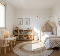 Kinderzimmer in einer 3-Zimmer-Wohnung, mit Holzboden und gemütlichem Interieur.