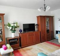 Wohnzimmer in einer 2-Zimmer-Wohnung mit Holzelementen und hellem Interieur.