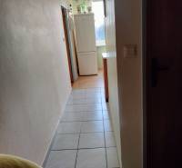 Flur mit Kühlschrank in einer 2-Zimmer-Wohnung, Fliesenboden, helle Wände.