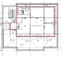 Grundriss der Büros mit Terrasse, der die Raumaufteilung zeigt.