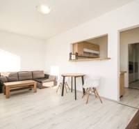 Heller Wohnbereich mit Holzboden und bequemen Sofa in einer 2-Zimmer-Wohnung.