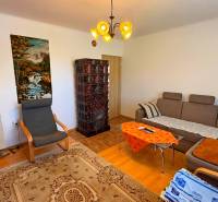 Wohnzimmer in einem Einfamilienhaus mit Sofa, Sessel, Kachelofen und einem Naturbild.