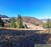 Landwirtschaftliche und forstwirtschaftliche Flächen in Hronec, umgeben von Hügeln und Nadelbäumen.