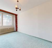 Ein Zimmer in einer 2-Zimmer-Wohnung mit Fenster, Heizkörper und Vorhängen mit Blumenmuster.