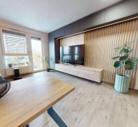 Wohnzimmer in einer 3-Zimmer-Wohnung mit Holzboden und Zimmerpflanzen.