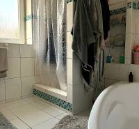 Badezimmer in einer 2-Zimmer-Wohnung mit Badewanne, Dusche und Fenster.