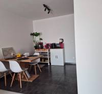 Essbereich mit Holztisch, vier Stühlen und einer Pflanze in einer 3-Zimmer-Wohnung.