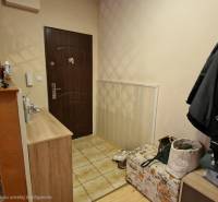 Eingangsbereich in einer 3-Zimmer-Wohnung mit Steinverkleidung und Stauraum.