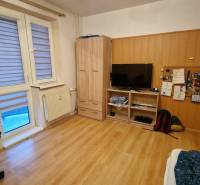 Ein Zimmer in einer 3-Zimmer-Wohnung mit Holzboden, Fernseher und Sessel.