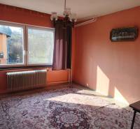 Ein Zimmer in einem Einfamilienhaus mit Teppich, Kronleuchter, Fenster und Heizkörper, warme farbige Wände.