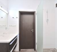 Badezimmer mit Duschkabine und Glasabtrennung in einer 3-Zimmer-Wohnung.