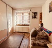 Ein Zimmer in einer 3-Zimmer-Wohnung mit einem Boden in Holzoptik, einem Sofa und einem Einbauschrank.