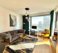 Helles Wohnzimmer mit Sofa und Holzboden in einer 2-Zimmer-Wohnung.