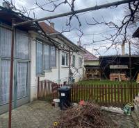 Ein Einfamilienhaus auf der Turej lúka in Myjava mit einem Hof und Kletterpflanzen.