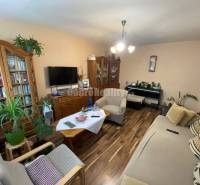 Wohnzimmer in einer 4-Zimmer-Wohnung mit bequemen Sesseln und einem Boden in Holzoptik.