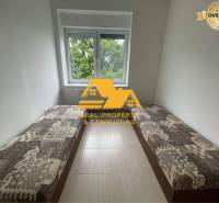 Gemütliches Zimmer in einer 3-Zimmer-Wohnung mit zwei Betten und Blick ins Grüne.