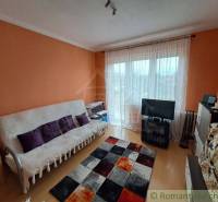 Wohnzimmer in einem Einfamilienhaus mit Holzboden und orangefarbenen Wänden.
