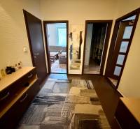 Eingangsbereich einer 3-Zimmer-Wohnung mit Holzboden und Teppich.