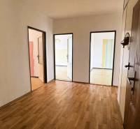 Eingangsbereich in einer 3-Zimmer-Wohnung mit Holzboden und mehreren Türen.