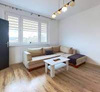 Wohnzimmer mit Sofa und Holzboden in einer 3-Zimmer-Wohnung.