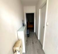 Ein schmaler Flur mit Holzboden und einem Heizkörper in einer 2-Zimmer-Wohnung.
