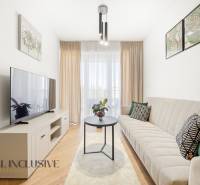 Wohnzimmer in einer 4-Zimmer-Wohnung mit Holzboden, hellen Möbeln und einem Sofa.