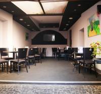 Innenraum von Gastronomiebereichen mit Sitzgelegenheiten, Dekorationen und Zimmerpflanze.