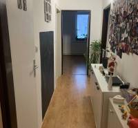 Flur mit Holzboden, Kommode und Dekorationen, 2-Zimmer-Wohnung.