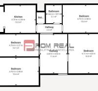 Grundriss einer 4-Zimmer-Wohnung mit Holzbodenoptik und geräumigen Zimmern.