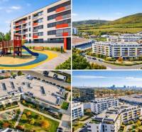 Wohnkomplex in der Malokrasňanská Straße in Bratislava - Rača mit Grünflächen und Spielplatz.